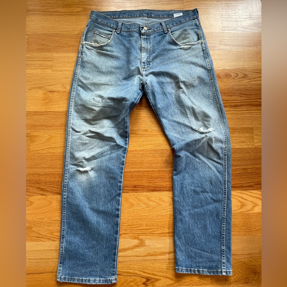 Distressed Wrangler jeans